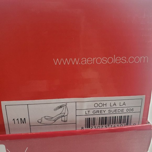 Aerosoles Womens Ooh La La Light Gray Suede Stacked Ankle Strap Block Heel Sz 11 - Picture 7 of 11